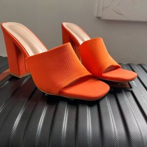 Orange Slide On Heel